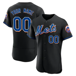Men's Authentic Black Custom New York Mets 2022 Alternate Jersey