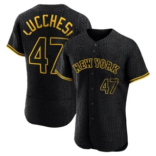 Men's Authentic Black Joey Lucchesi New York Mets Snake Skin City Jersey