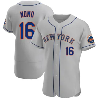 Men's Authentic Gray Hideo Nomo New York Mets Road Jersey