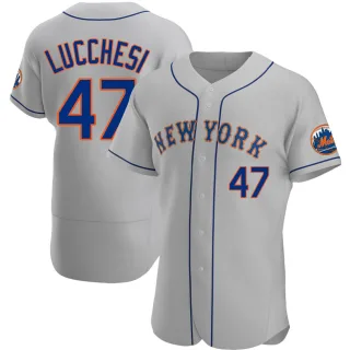Men's Authentic Gray Joey Lucchesi New York Mets Road Jersey