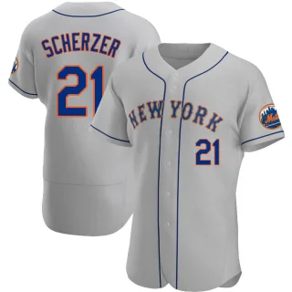 Men's Authentic Gray Max Scherzer New York Mets Road Jersey