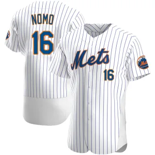Men's Authentic White Hideo Nomo New York Mets Home Jersey