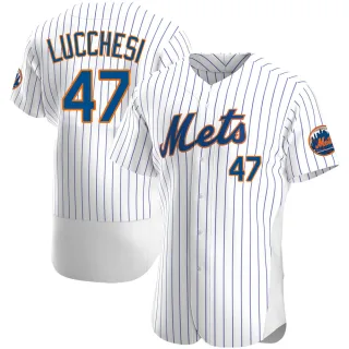 Men's Authentic White Joey Lucchesi New York Mets Home Jersey