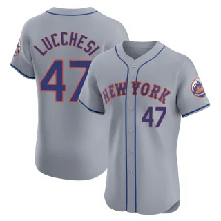 Men's Elite Gray Joey Lucchesi New York Mets Road Jersey