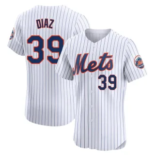 Men's Elite White Edwin Diaz New York Mets Home Jersey