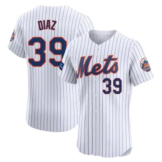 Men's Elite White Edwin Diaz New York Mets Home Patch Jersey