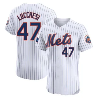 Men's Elite White Joey Lucchesi New York Mets Home Patch Jersey