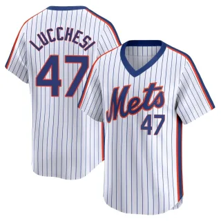 Men's Limited White Joey Lucchesi New York Mets Cooperstown Collection Jersey