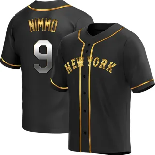 Men's Replica Black Golden Brandon Nimmo New York Mets Alternate Jersey