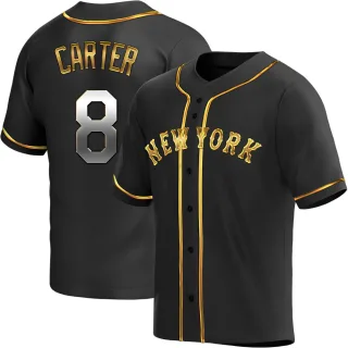 Men's Replica Black Golden Gary Carter New York Mets Alternate Jersey
