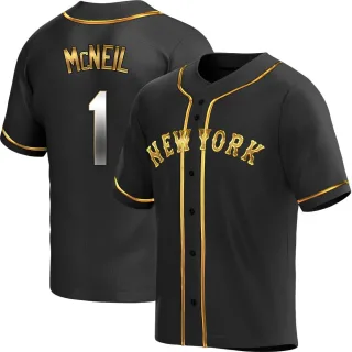 Men's Replica Black Golden Jeff McNeil New York Mets Alternate Jersey