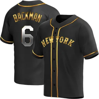 Men's Replica Black Golden Wally Backman New York Mets Alternate Jersey