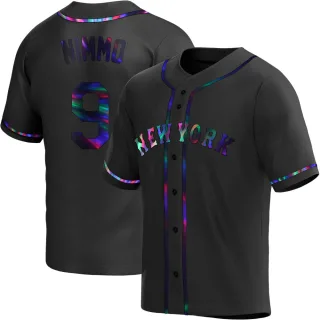 Men's Replica Black Holographic Brandon Nimmo New York Mets Alternate Jersey