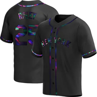 Men's Replica Black Holographic Brooks Raley New York Mets Alternate Jersey