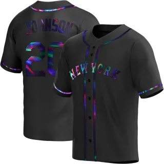 Men's Replica Black Holographic Howard Johnson New York Mets Alternate Jersey