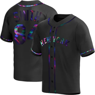 Men's Replica Black Holographic Kevin Smith New York Mets Alternate Jersey