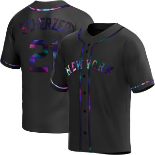Men's Replica Black Holographic Max Scherzer New York Mets Alternate Jersey