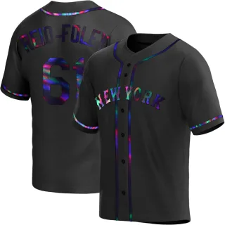 Men's Replica Black Holographic Sean Reid-Foley New York Mets Alternate Jersey