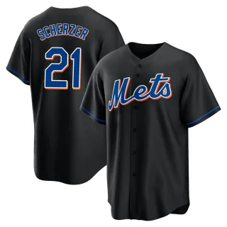 Men's Replica Black Max Scherzer New York Mets 2022 Alternate Jersey