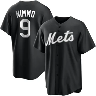Men's Replica Black/White Brandon Nimmo New York Mets Jersey