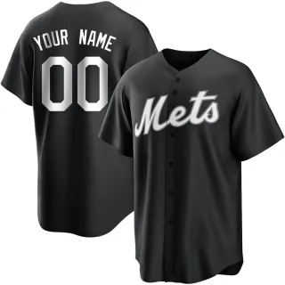 Men's Replica Black/White Custom New York Mets Jersey