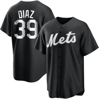 Men's Replica Black/White Edwin Diaz New York Mets Jersey