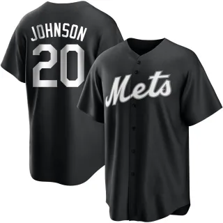 Men's Replica Black/White Howard Johnson New York Mets Jersey