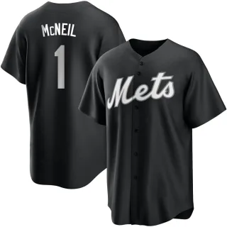 Men's Replica Black/White Jeff McNeil New York Mets Jersey