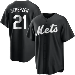 Men's Replica Black/White Max Scherzer New York Mets Jersey