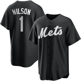 Men's Replica Black/White Mookie Wilson New York Mets Jersey