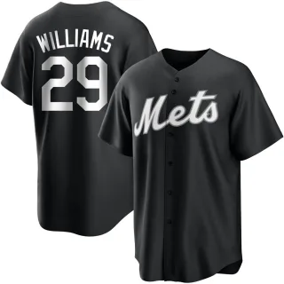 Men's Replica Black/White Trevor Williams New York Mets Jersey