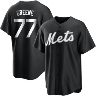 Men's Replica Black/White Zachary Greene New York Mets Jersey