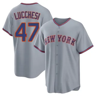 Men's Replica Gray Joey Lucchesi New York Mets Away 2.0 Jersey