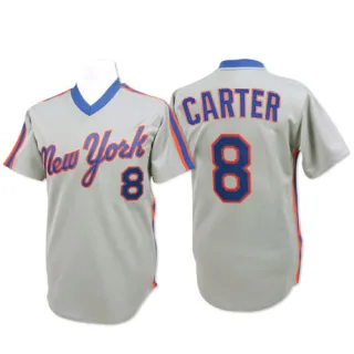 Men's Replica Grey Gary Carter New York Mets Throwback Jersey