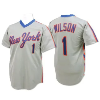 Men's Replica Grey Mookie Wilson New York Mets Throwback Jersey