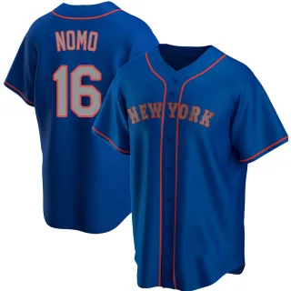 Men's Replica Royal Hideo Nomo New York Mets Alternate Road Jersey