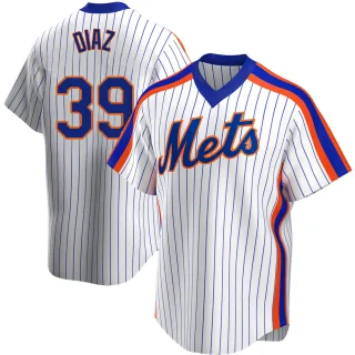 Men's Replica White Edwin Diaz New York Mets Home Cooperstown Collection Jersey