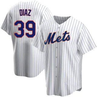 Men's Replica White Edwin Diaz New York Mets Home Jersey