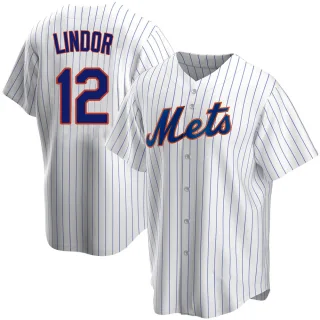 Men's Replica White Francisco Lindor New York Mets Home Jersey