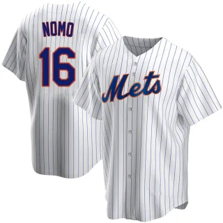 Men's Replica White Hideo Nomo New York Mets Home Jersey