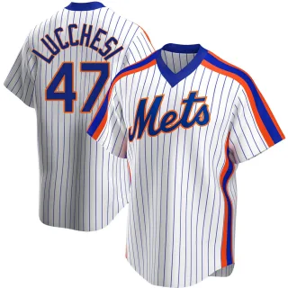 Men's Replica White Joey Lucchesi New York Mets Home Cooperstown Collection Jersey