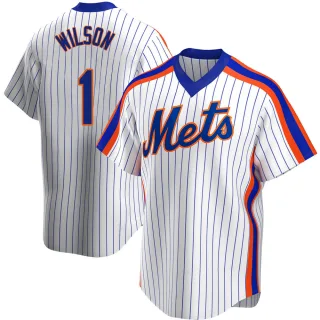 Men's Replica White Mookie Wilson New York Mets Home Cooperstown Collection Jersey