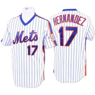 Men's Replica White/Blue Keith Hernandez New York Mets Strip Throwback Jersey