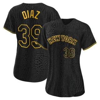 Women's Authentic Black Edwin Diaz New York Mets Snake Skin City Jersey