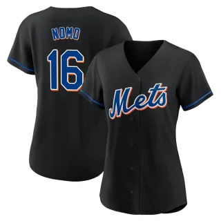 Women's Authentic Black Hideo Nomo New York Mets 2022 Alternate Jersey