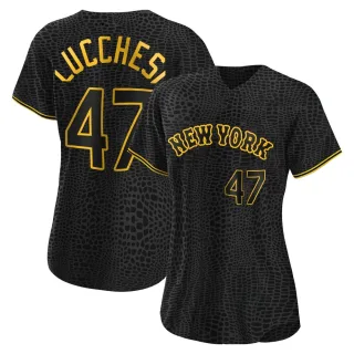 Women's Authentic Black Joey Lucchesi New York Mets Snake Skin City Jersey