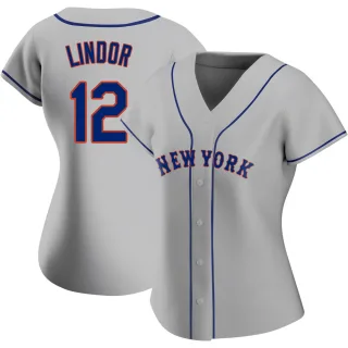 Women's Authentic Gray Francisco Lindor New York Mets Road Jersey