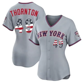 Women's Limited Gray Zac Thornton New York Mets USA 250 Fourth Of July Road Stadium Jersey