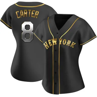 Women's Replica Black Golden Gary Carter New York Mets Alternate Jersey