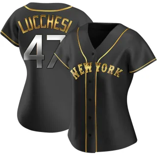 Women's Replica Black Golden Joey Lucchesi New York Mets Alternate Jersey